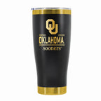 24 oz Stainless Steel Tumbler with Gold Accents & Etched Classic Crew Team Design, University of Oklahoma