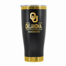 24 oz Stainless Steel Tumbler with Gold Accents & Etched Classic Crew Team Design, University of Oklahoma