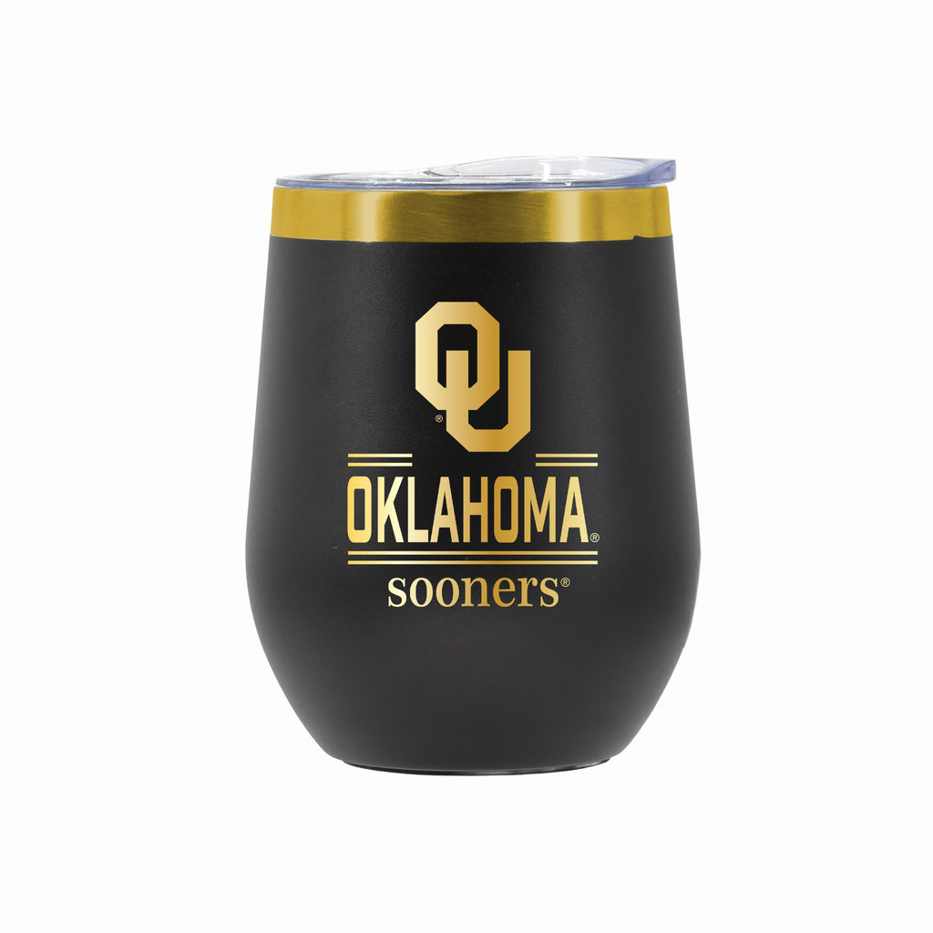 12 oz Stainless Steel Wine Tumbler with Gold Etched Classic Crew Team Design, University of Oklahoma