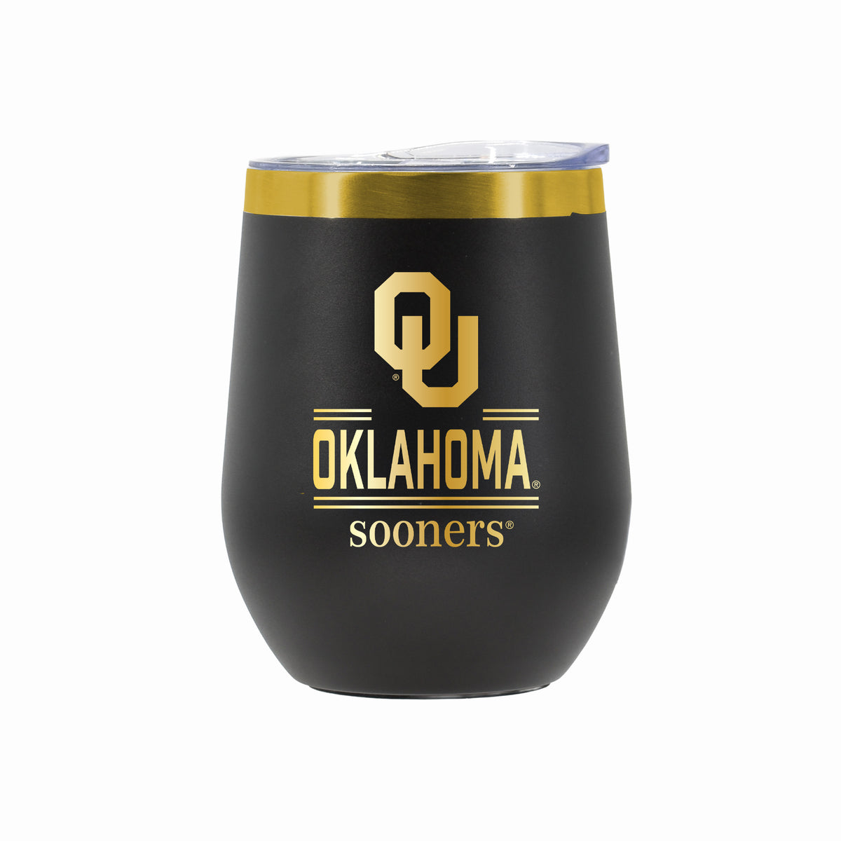 12 oz Stainless Steel Wine Tumbler with Gold Etched Classic Crew Team Design, University of Oklahoma