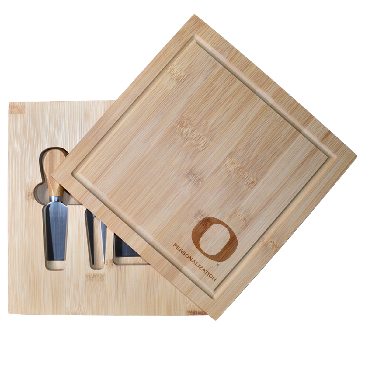 Bamboo Cutting Board with Utensils | University of Oregon