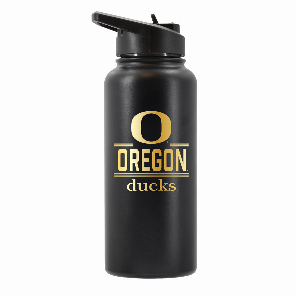 32 oz Stainless Steel Water Bottle with Gold Etched Classic Crew Team Design, University of Oregon