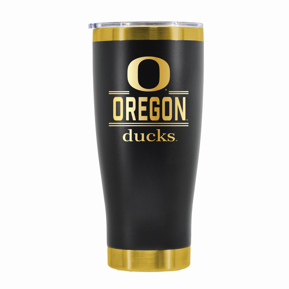 24 oz Stainless Steel Tumbler with Gold Accents & Etched Classic Crew Team Design, University of Oregon