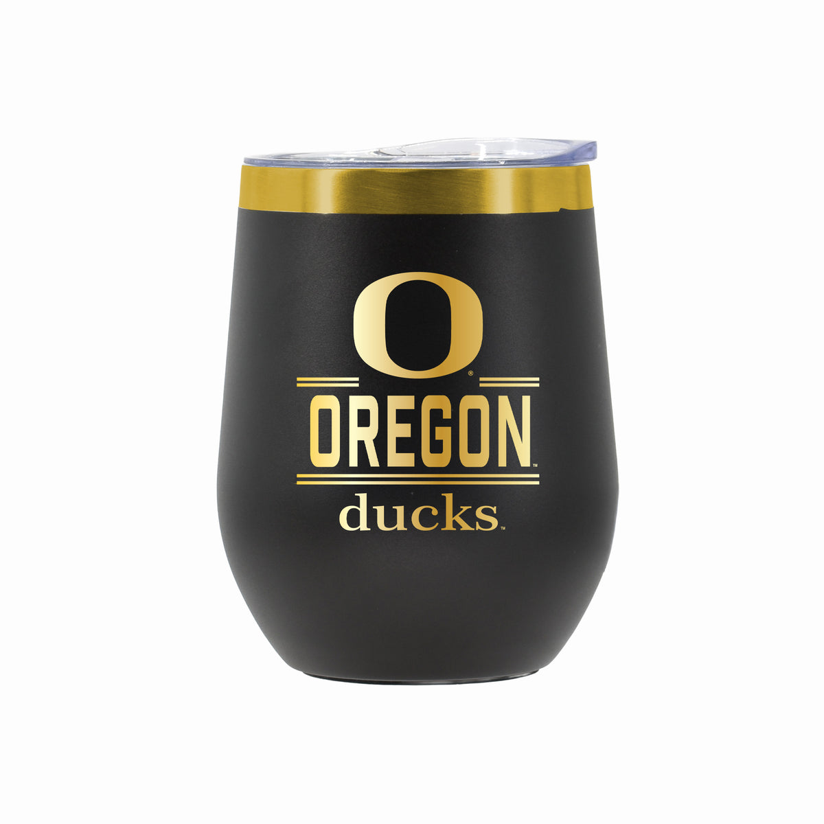 12 oz Stainless Steel Wine Tumbler with Gold Etched Classic Crew Team Design, University of Oregon
