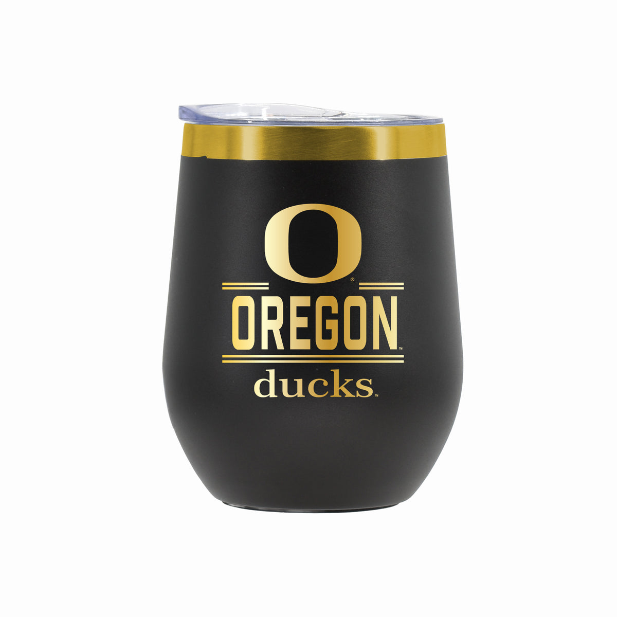 12 oz Stainless Steel Wine Tumbler with Gold Etched Classic Crew Team Design, University of Oregon