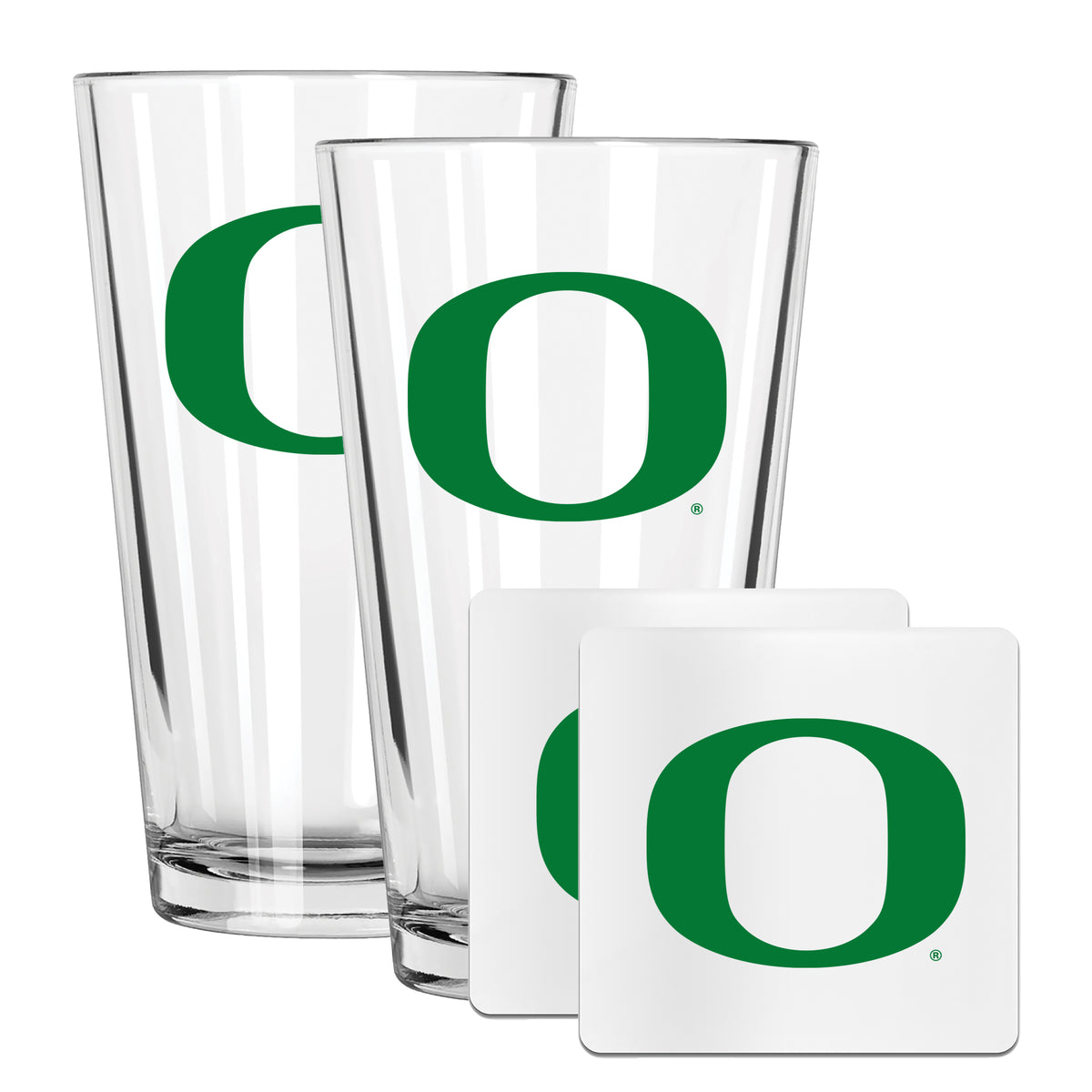 2 Pack Pint and Coasters set  | University Of Oregon