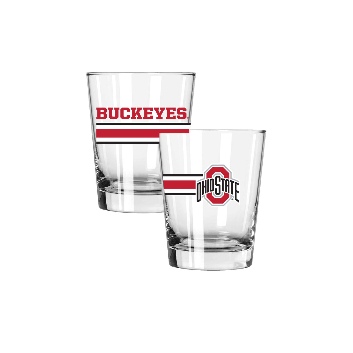 2PK 15oz Old Fashion Glass Big Stripe |  Ohio State