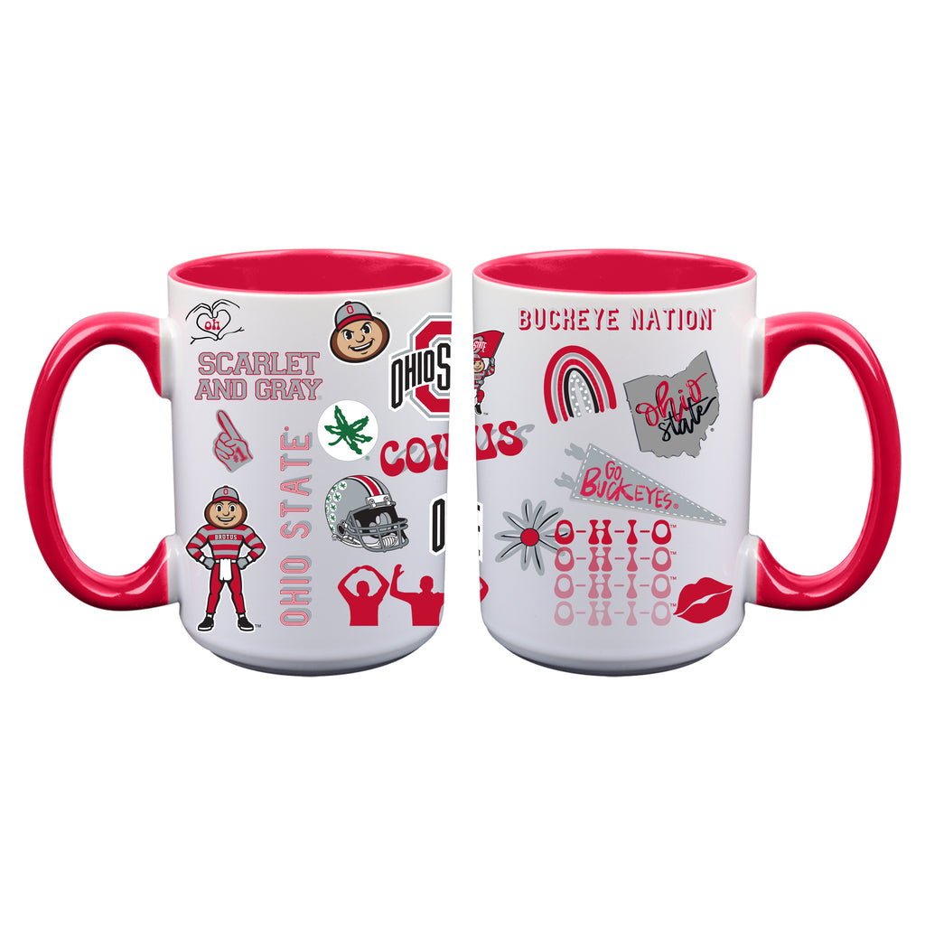 2pk 15oz White Mug Loco Design | Ohio State