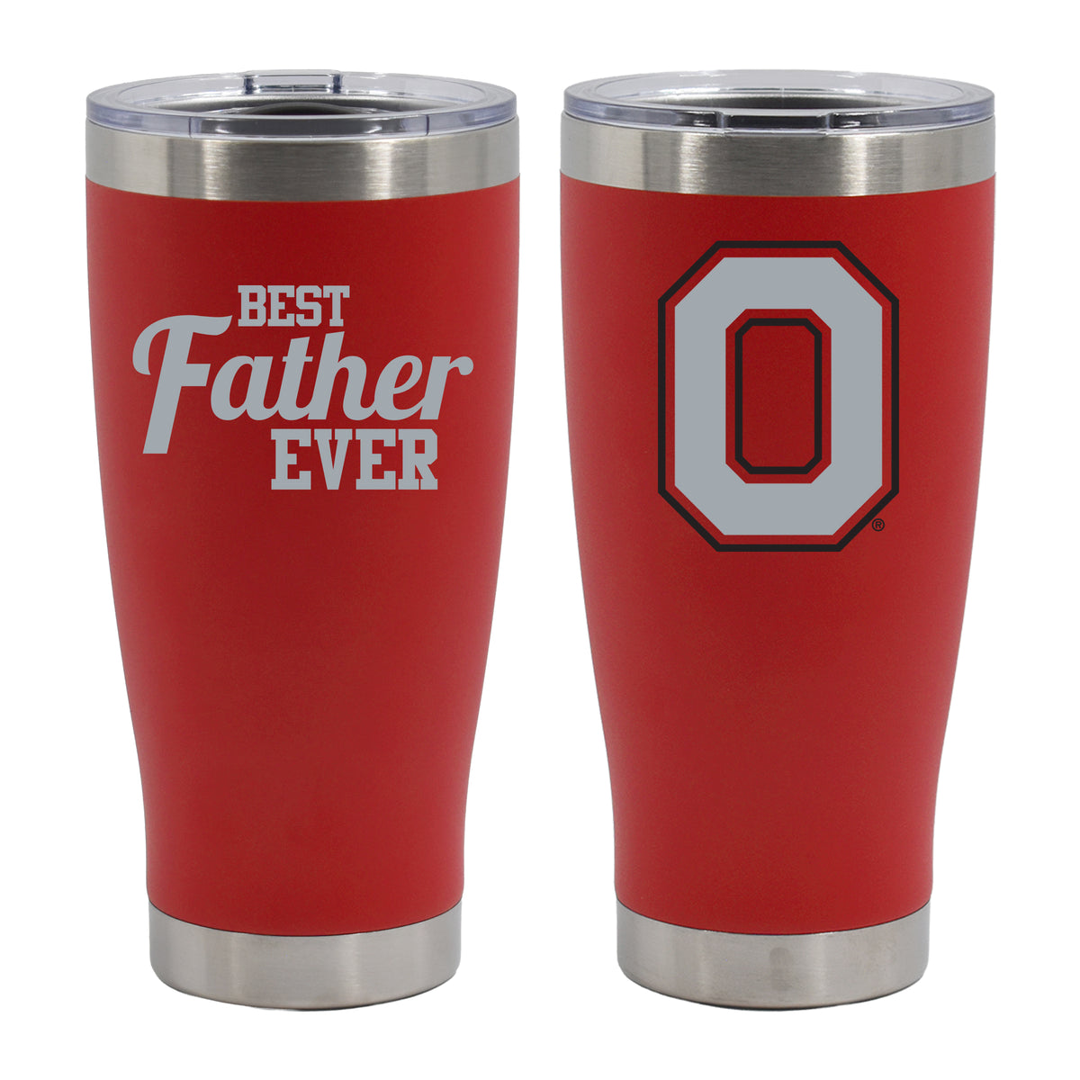 20oz Red Stainless Steel Tumbler, Direct Print, Best Dad Ever Design, Ohio State University