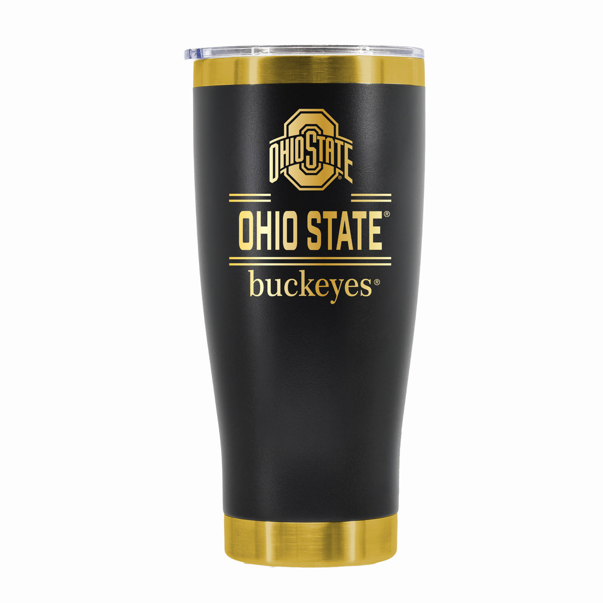24 oz Stainless Steel Tumbler with Gold Accents & Etched Classic Crew Team Design, Ohio State University