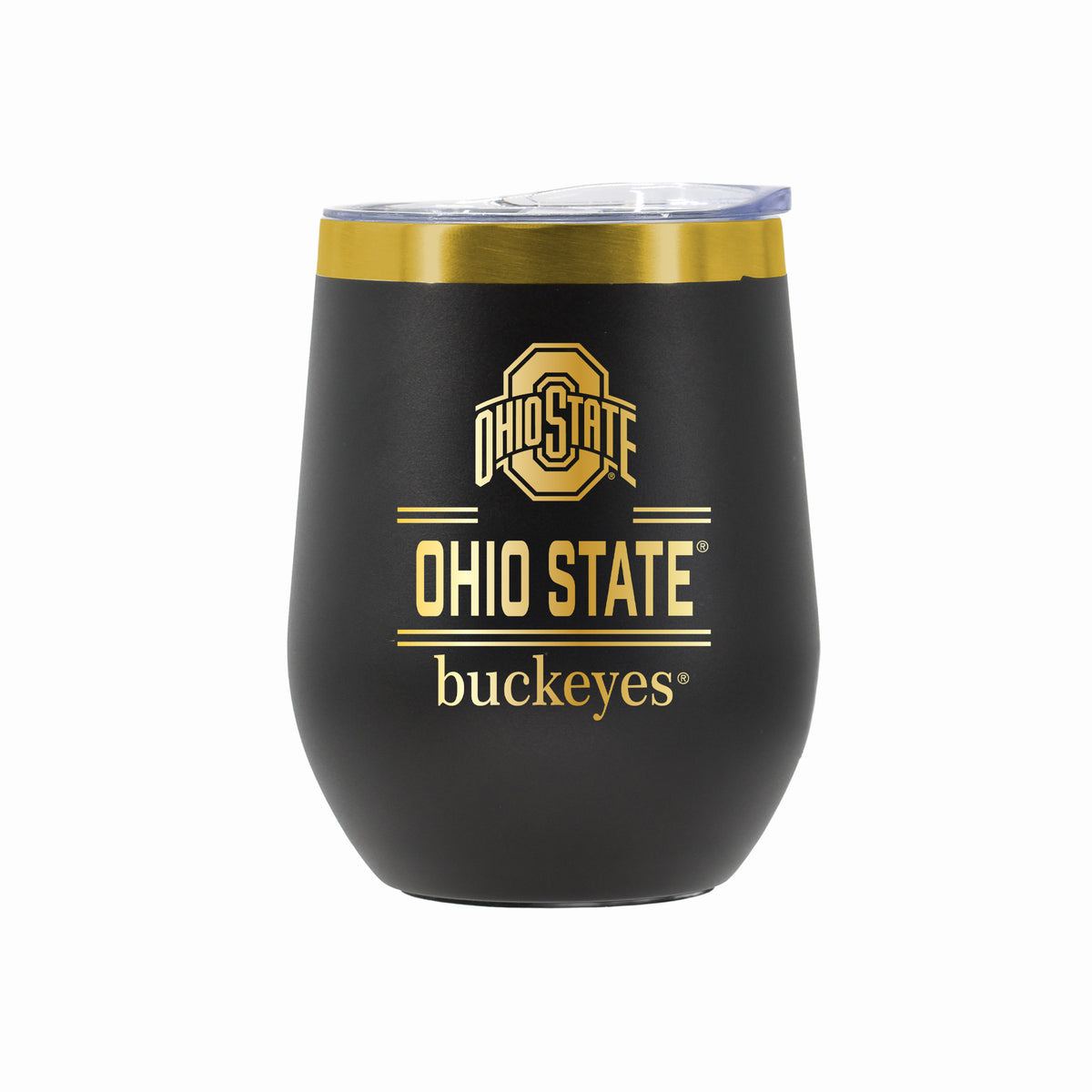 12 oz Stainless Steel Wine Tumbler with Gold Etched Classic Crew Team Design, Ohio State University