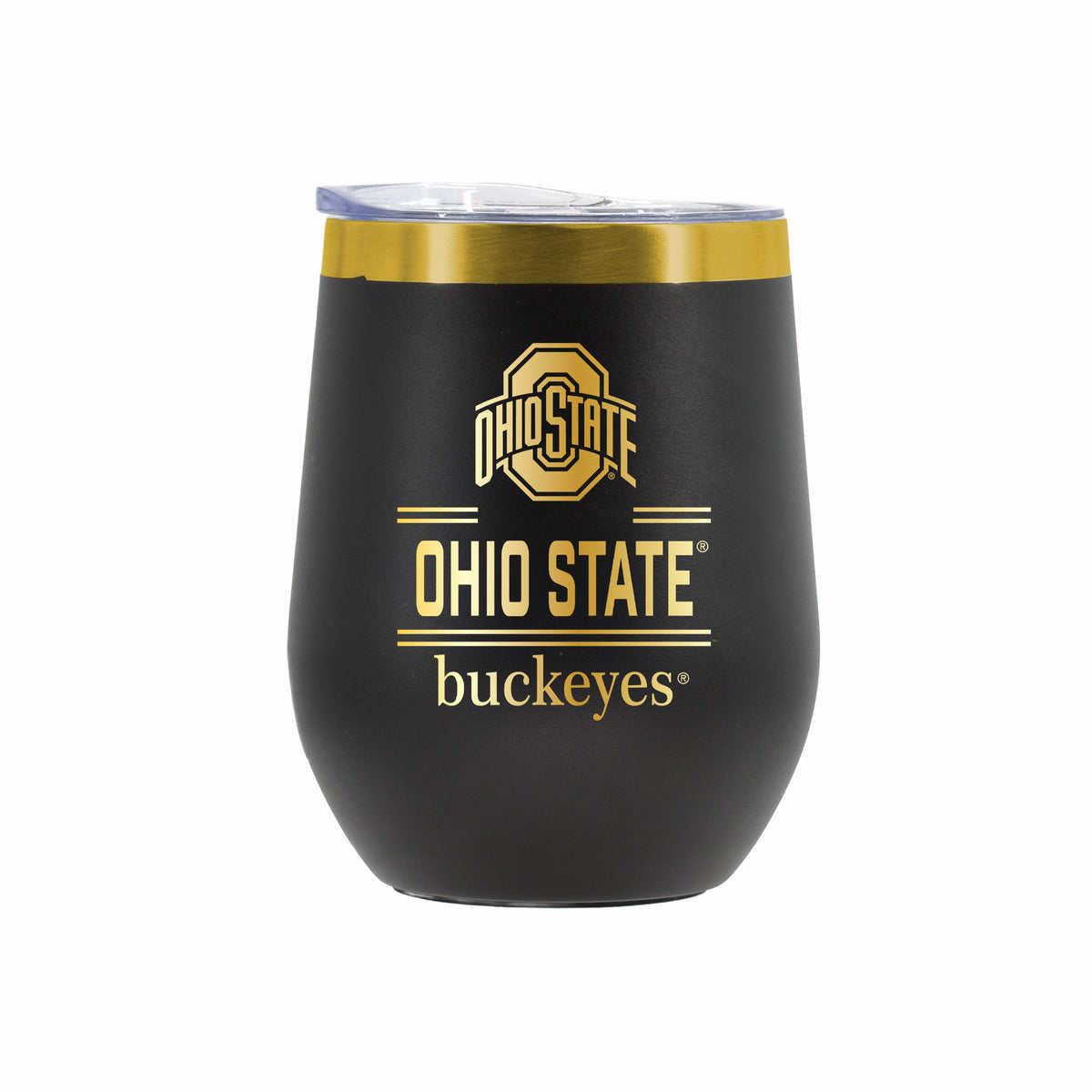 12 oz Stainless Steel Wine Tumbler with Gold Etched Classic Crew Team Design, Ohio State University