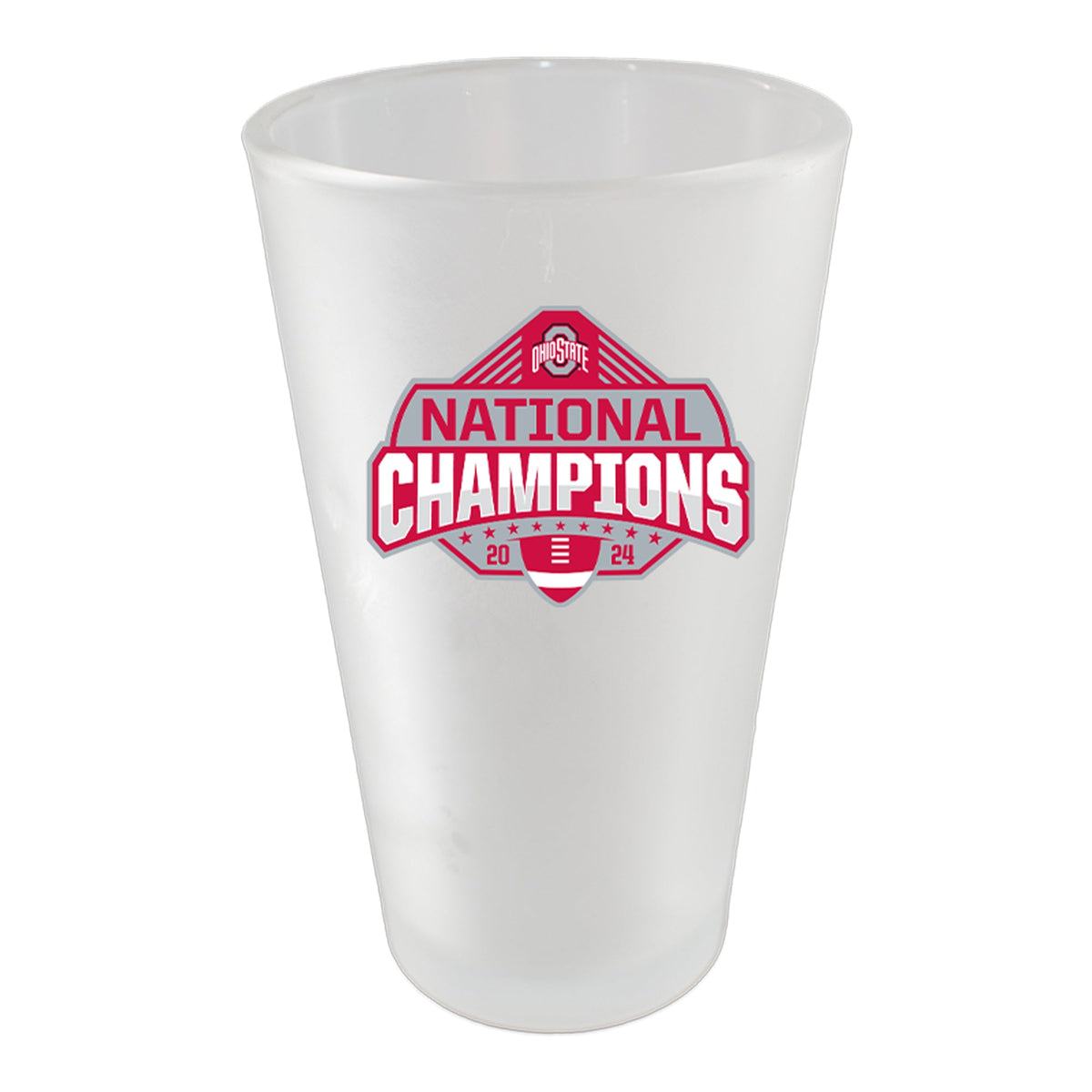 16oz White Frosted Pint Glass Direct Print  | Ohio State University 2024 Champions