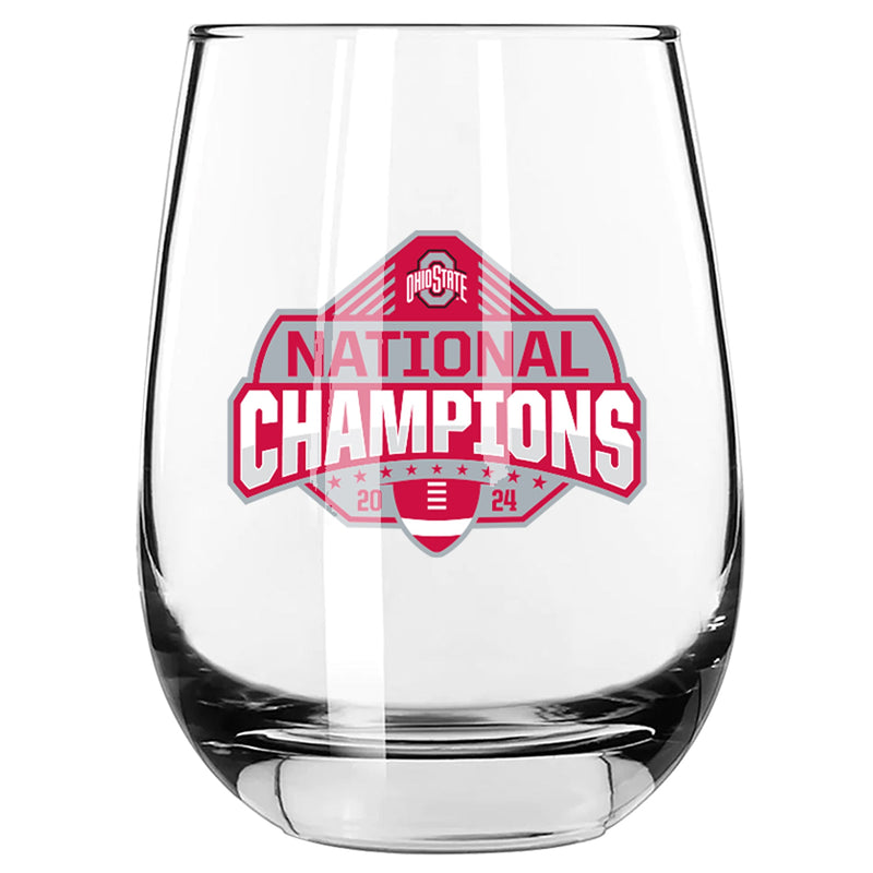 15oz Stemless Wine Glass | Ohio State University 2025 Champions
