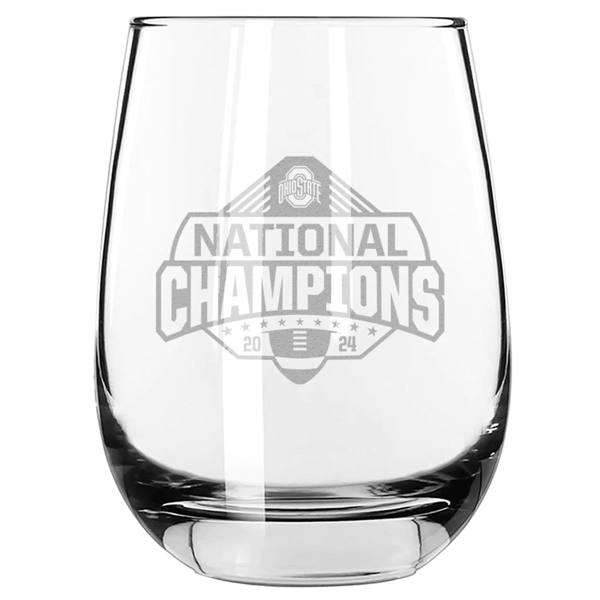 15oz Stemless Wine Glass Etched | Ohio State University 2024 Champions