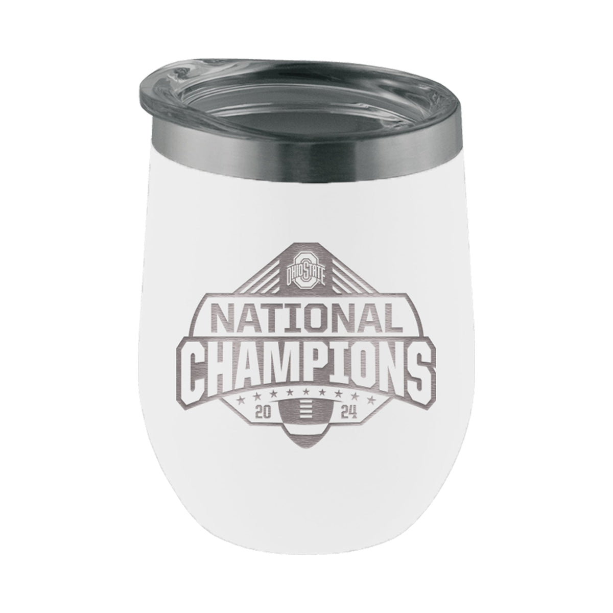12oz White Stemless Tumbler Etched | Ohio State University 2024 Champions