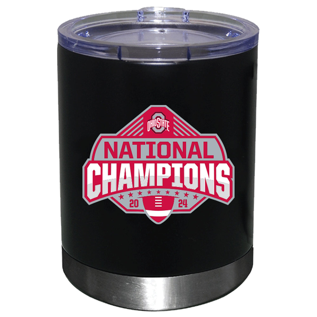 12oz Black Lowball Tumbler Direct Print | Ohio State University 2024 Champions