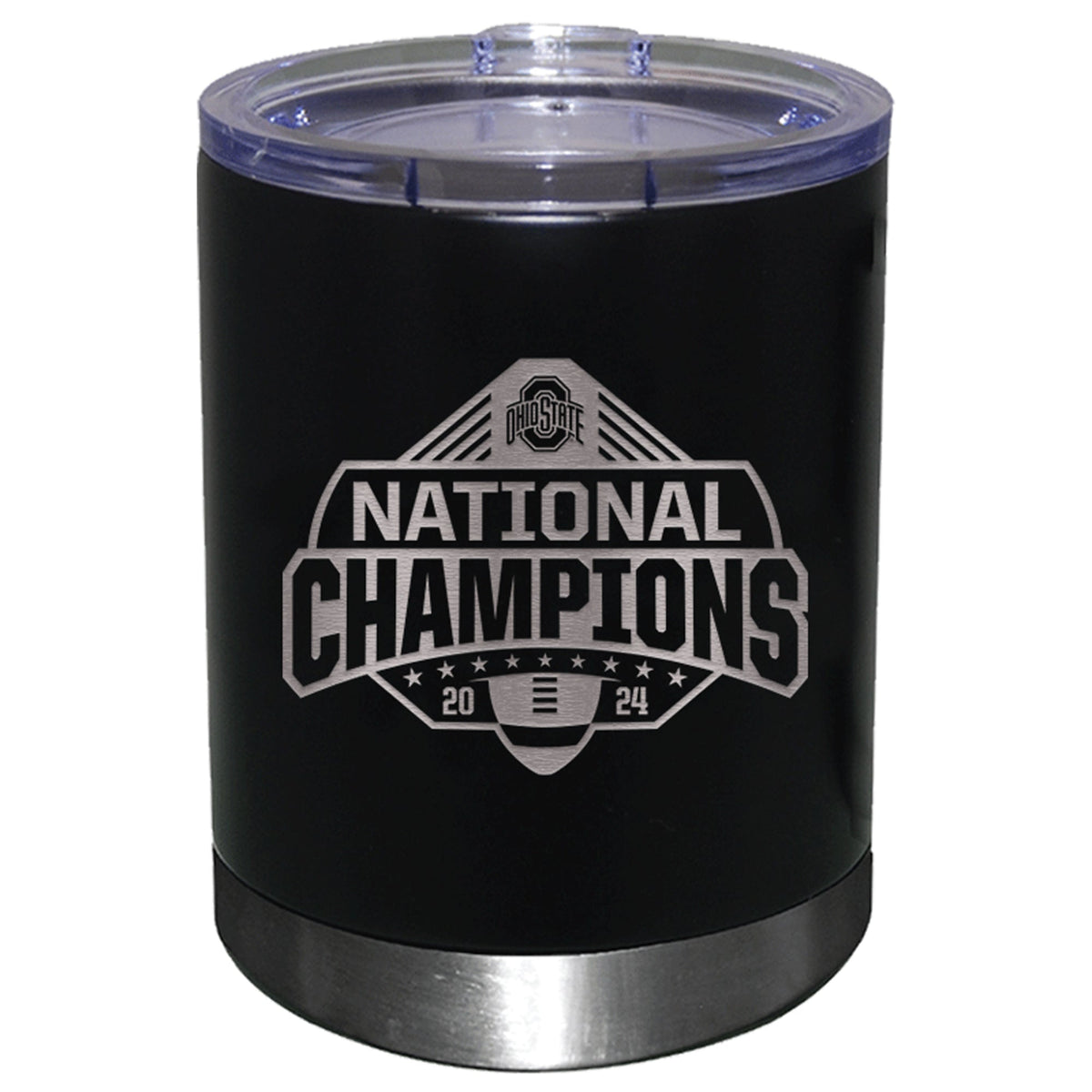 12oz Black Lowball Tumbler Etched | Ohio State University 2024 Champions