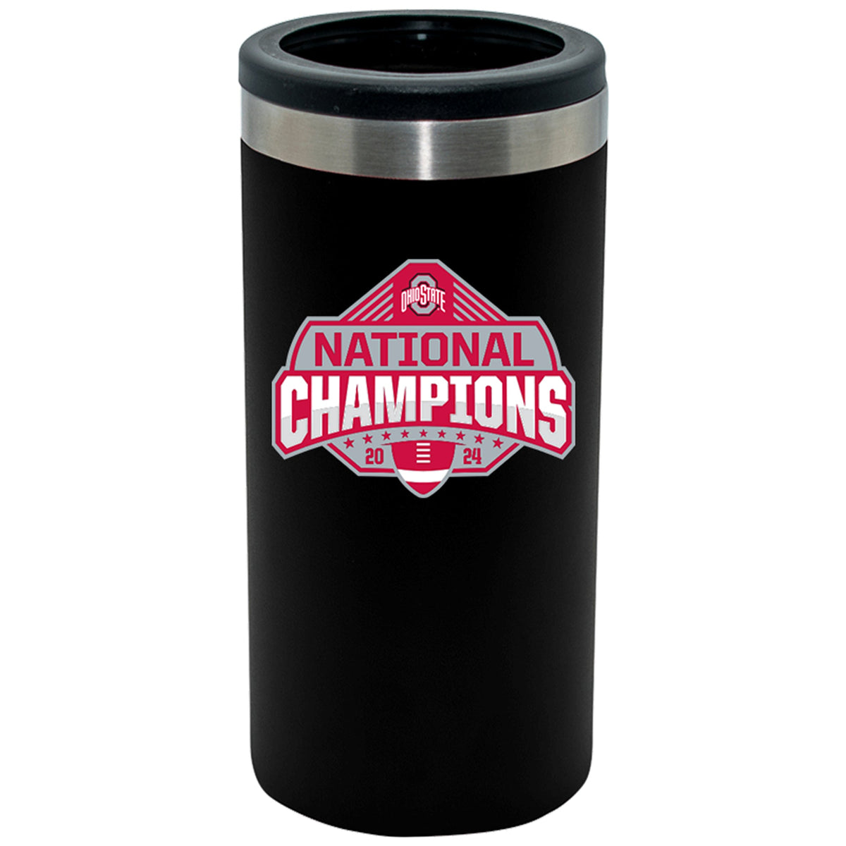 12oz Black Slim Can Holder Direct Print | Ohio State University 2024 Champions