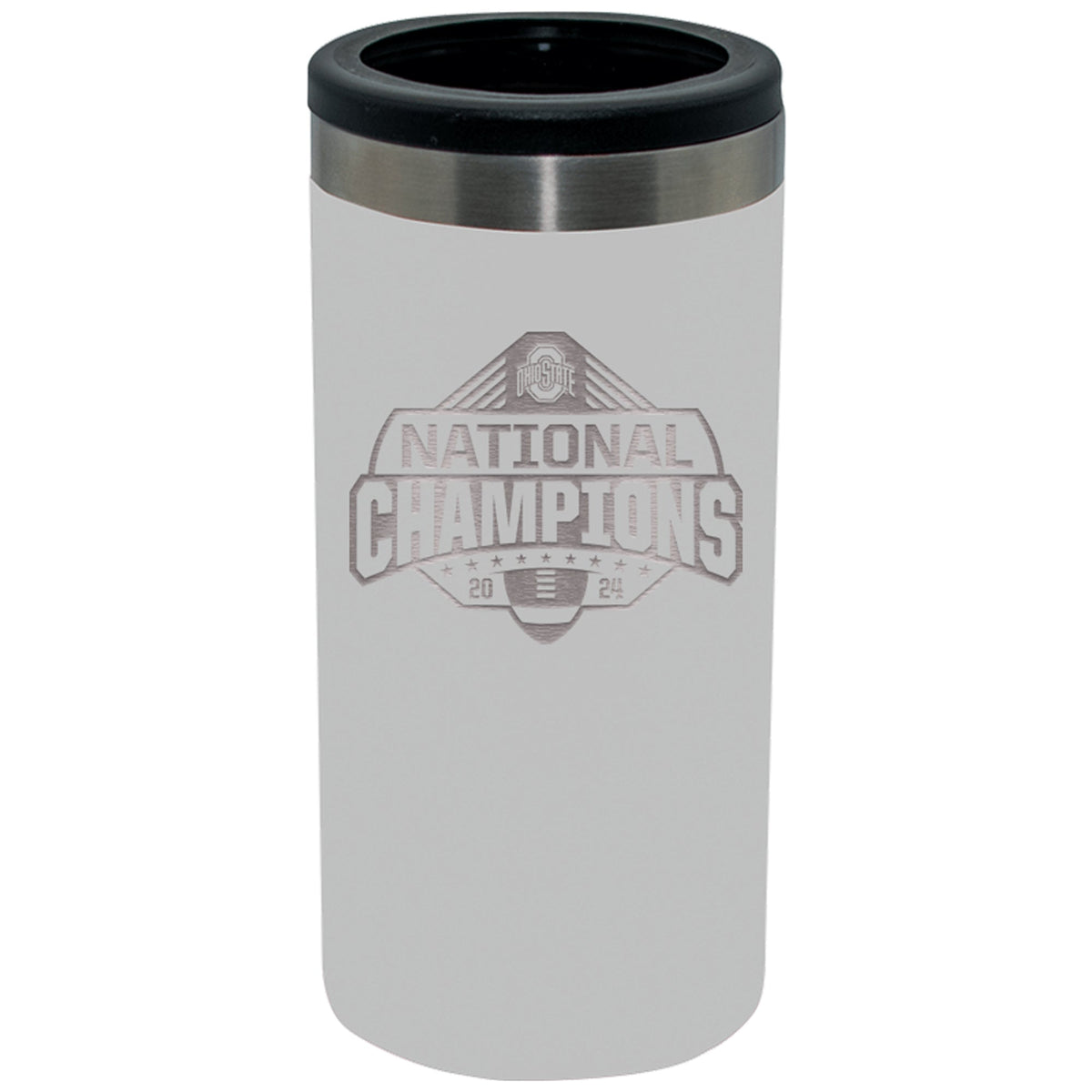 12oz White Slim Can Holder Etched | Ohio State University 2024 Champions