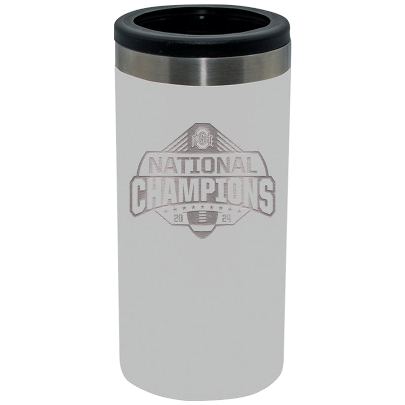 12oz White Slim Can Holder Etched | Ohio State University 2025 Champions