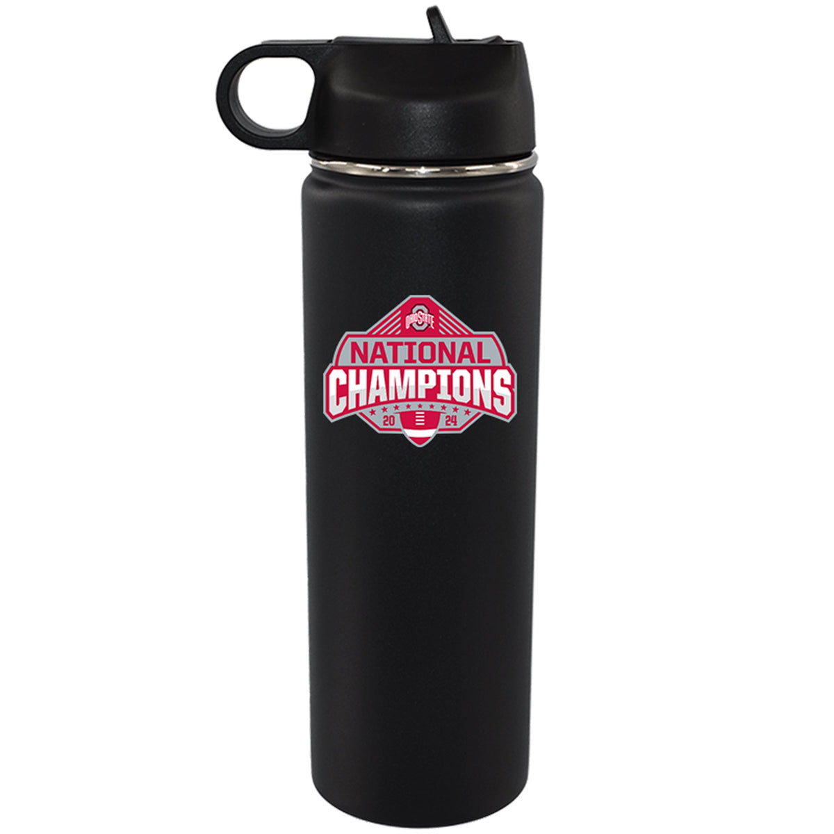 22oz Black Water Bottle Direct Print | Ohio State University 2024 Champions