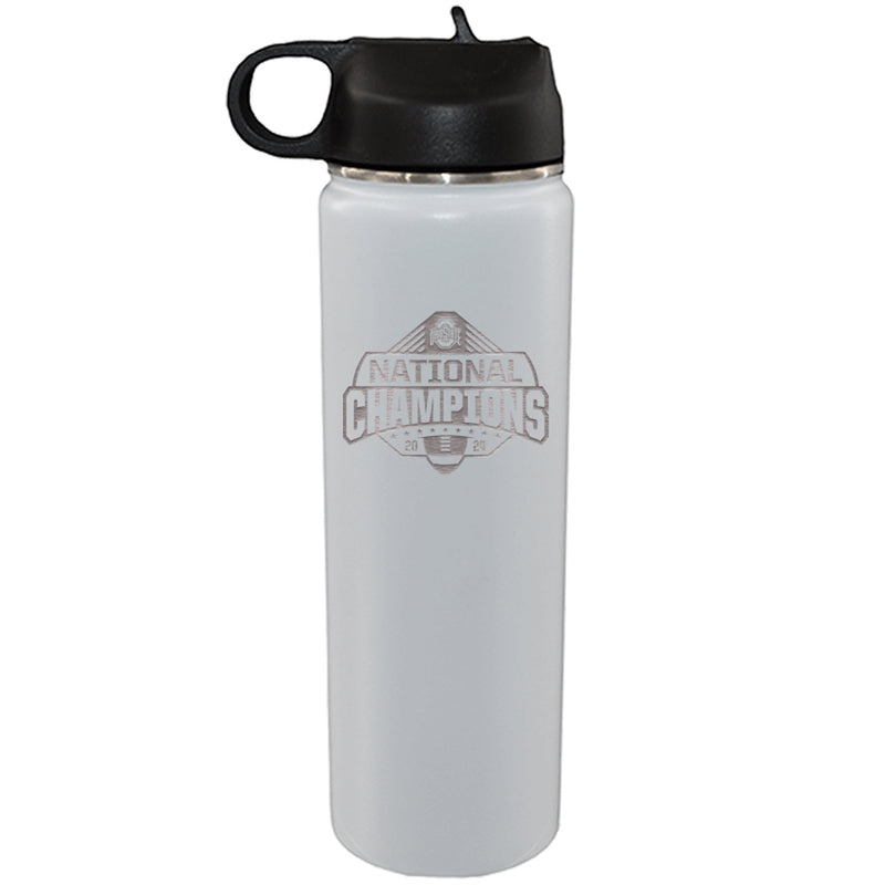 22oz White Water Bottle Etched | Ohio State University 2025 Champions