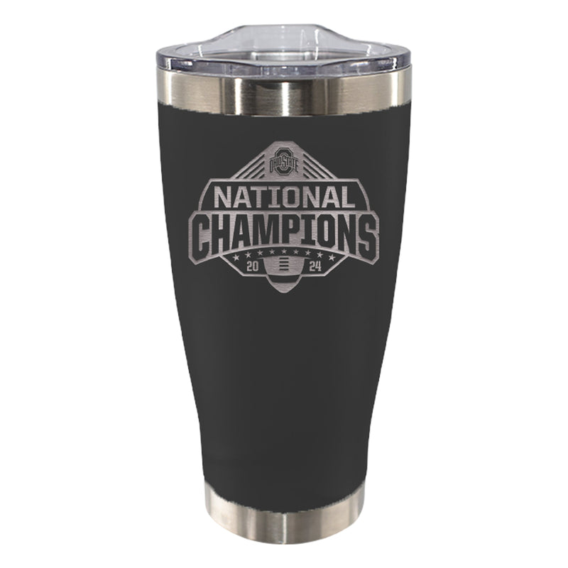 20oz Black Tumbler Etched | Ohio State University 2025 Champions