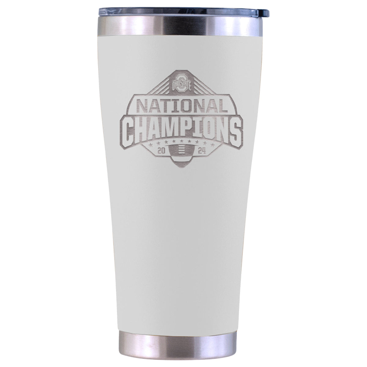 30oz White Tumbler Etched | Ohio State University 2024 Champions