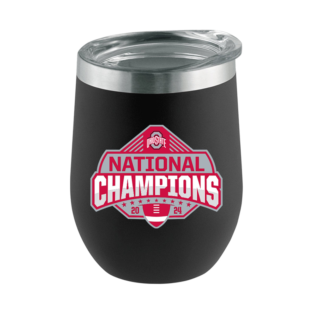 16oz Black Stemless Tumbler Direct Print | Ohio State University 2024 Champions