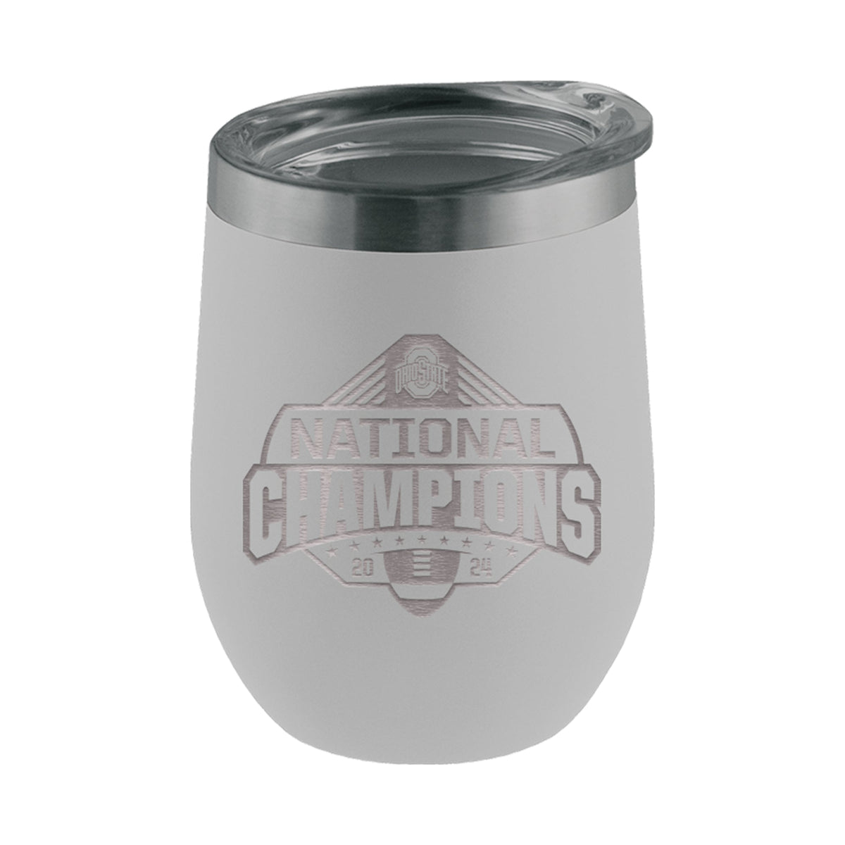16oz White Stemless Tumbler Etched | Ohio State University 2024 Champions