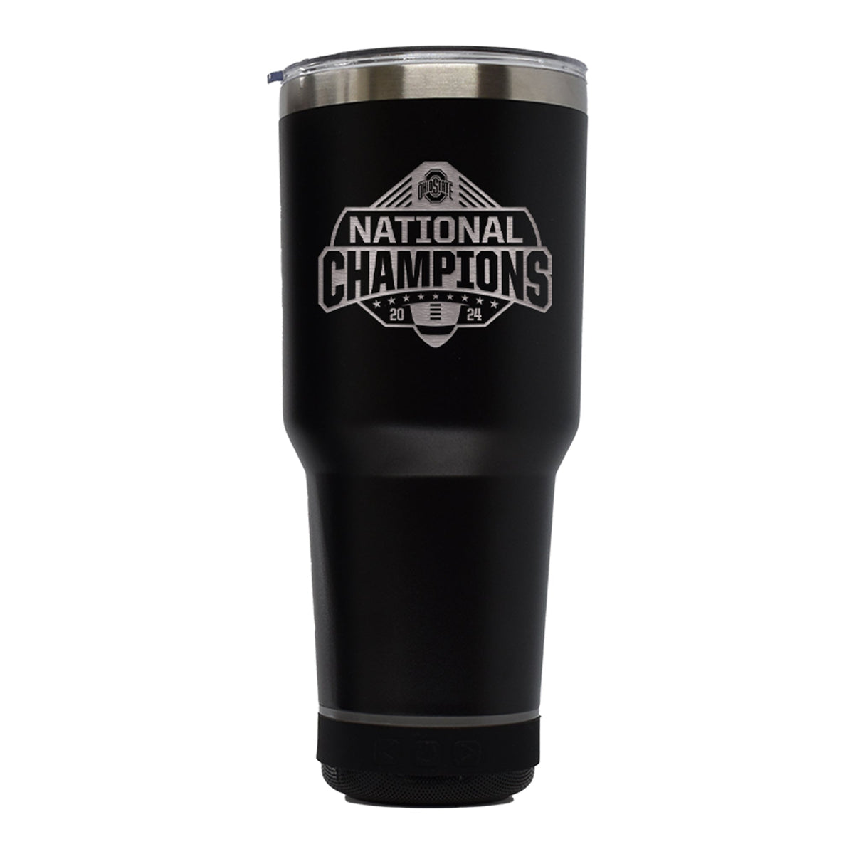30oz Black Bluetooth Tumbler Etched | Ohio State University 2024 Champions