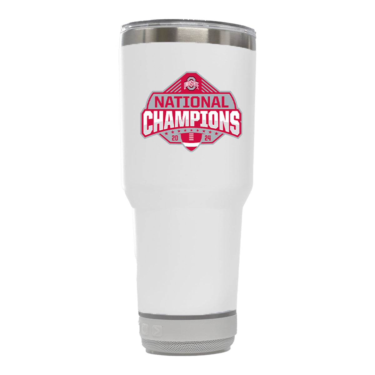 30oz White Bluetooth Tumbler Direct Print | Ohio State University 2024 Champions