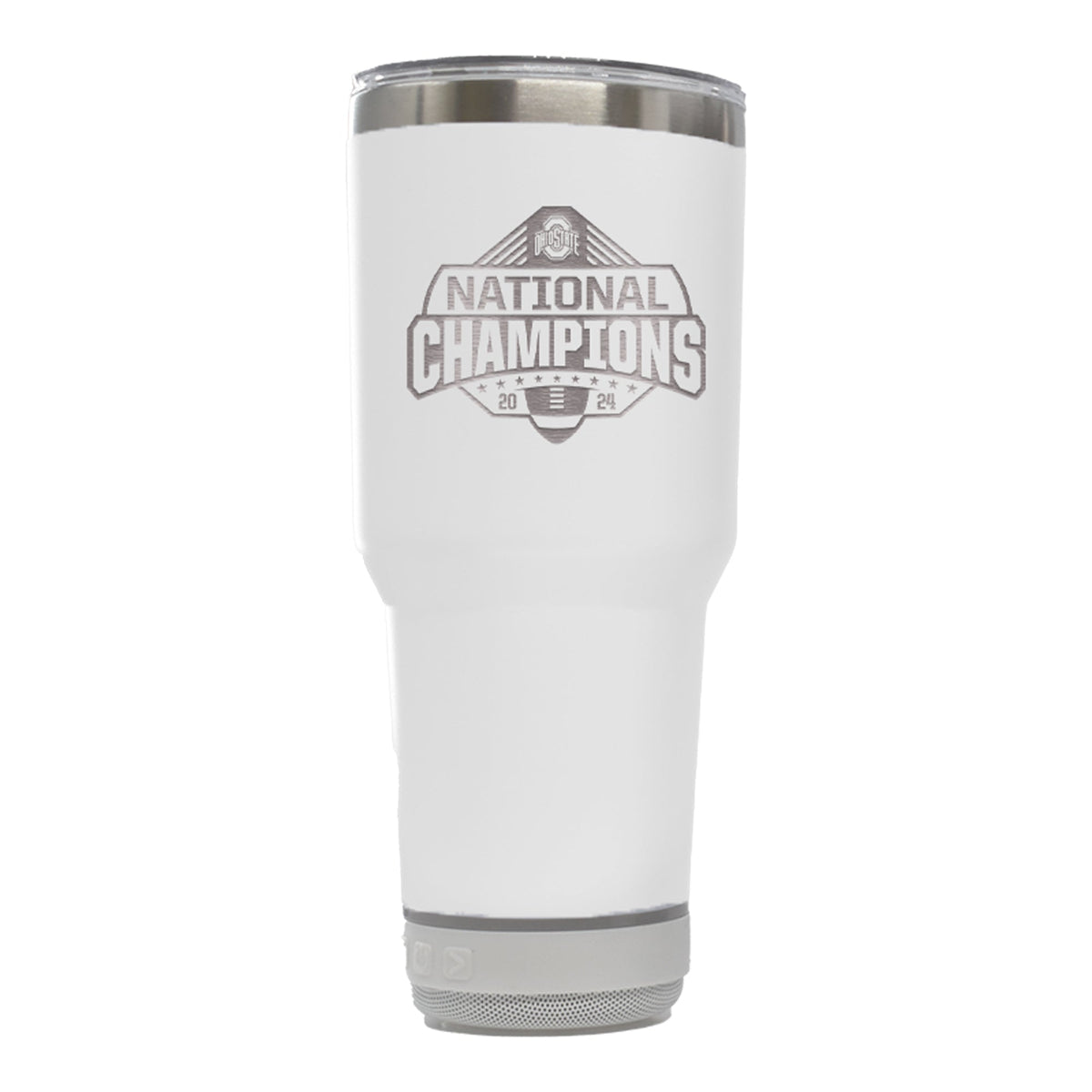 30oz White Bluetooth Tumbler Etched | Ohio State University 2024 Champions