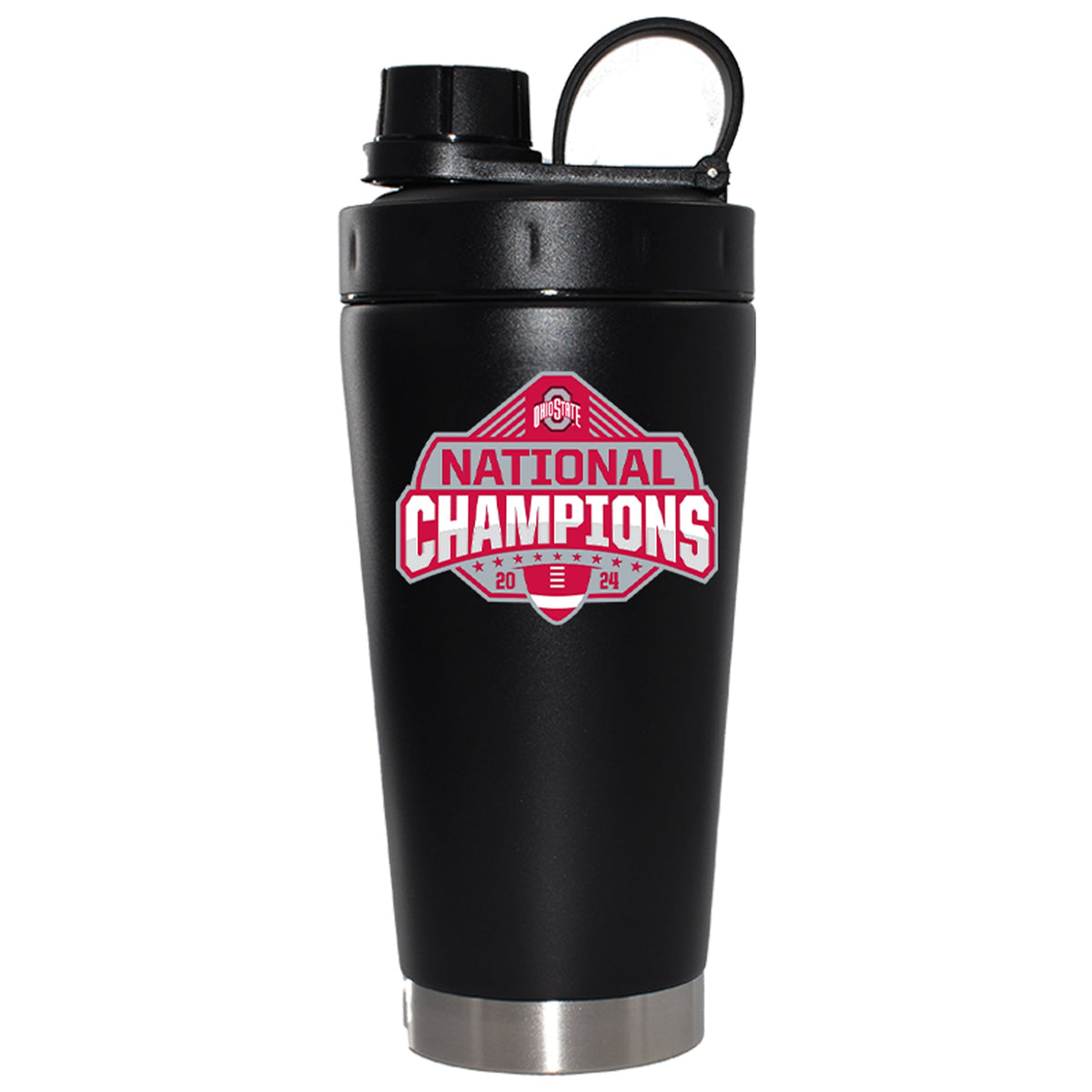22oz Black Blender Bottle Direct Print | Ohio State University 2024 Champions