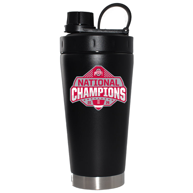 22oz Black Blender Bottle Direct Print | Ohio State University 2025 Champions