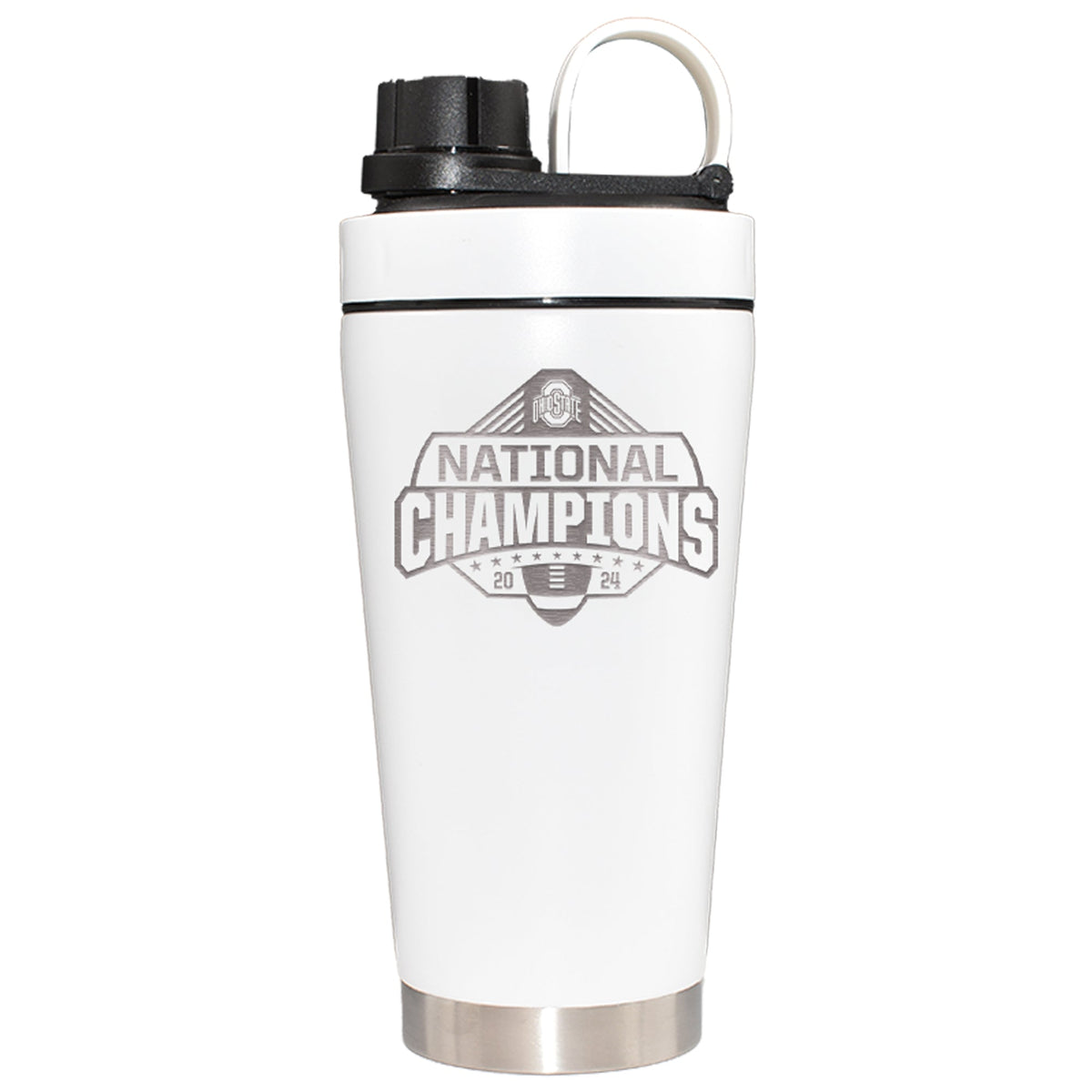 22oz White Blender Bottle Etched | Ohio State University 2024 Champions