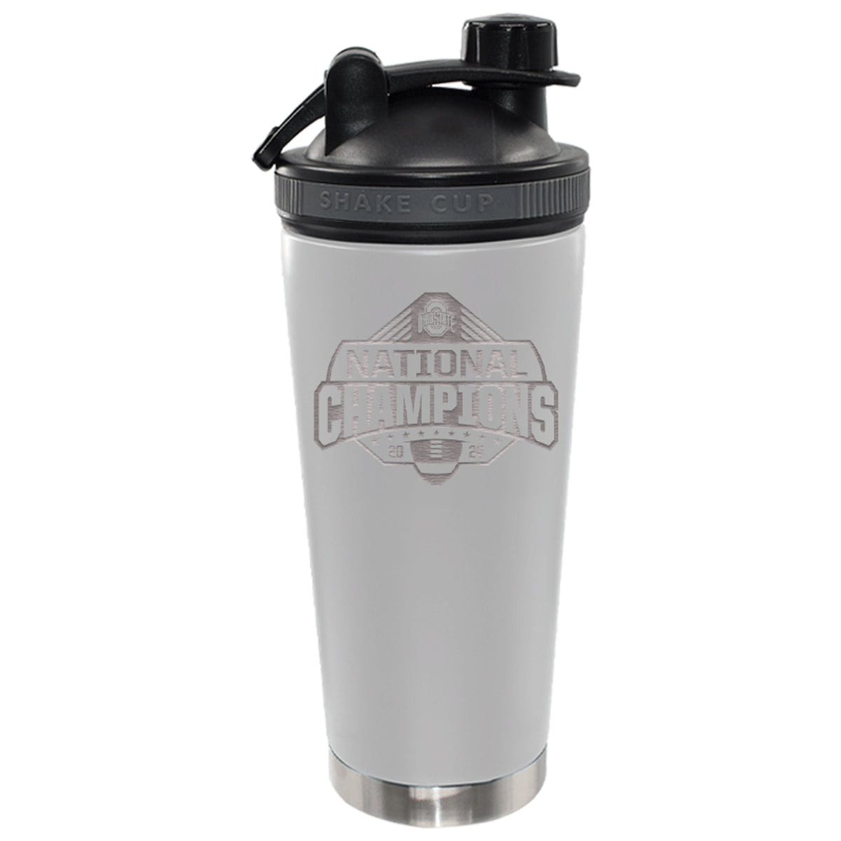 24oz White Shaker Bottle Etched | Ohio State University 2024 Champions