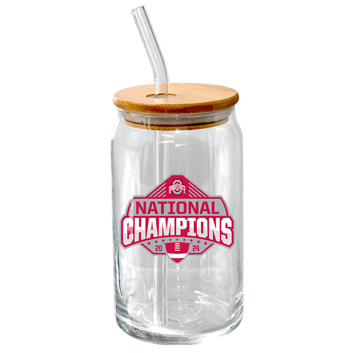 16oz Glass Tumbler w/Lid & Straw Direct Print | Ohio State University 2024 Champions