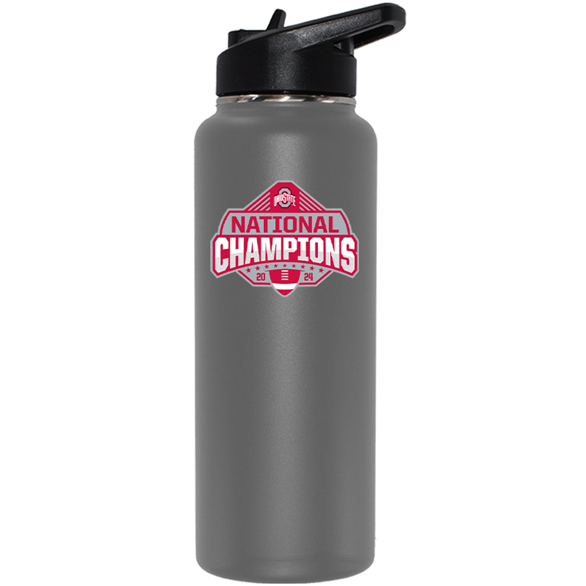 34oz Pewter Quencher Bottle Direct Print | Ohio State University 2024 Champions