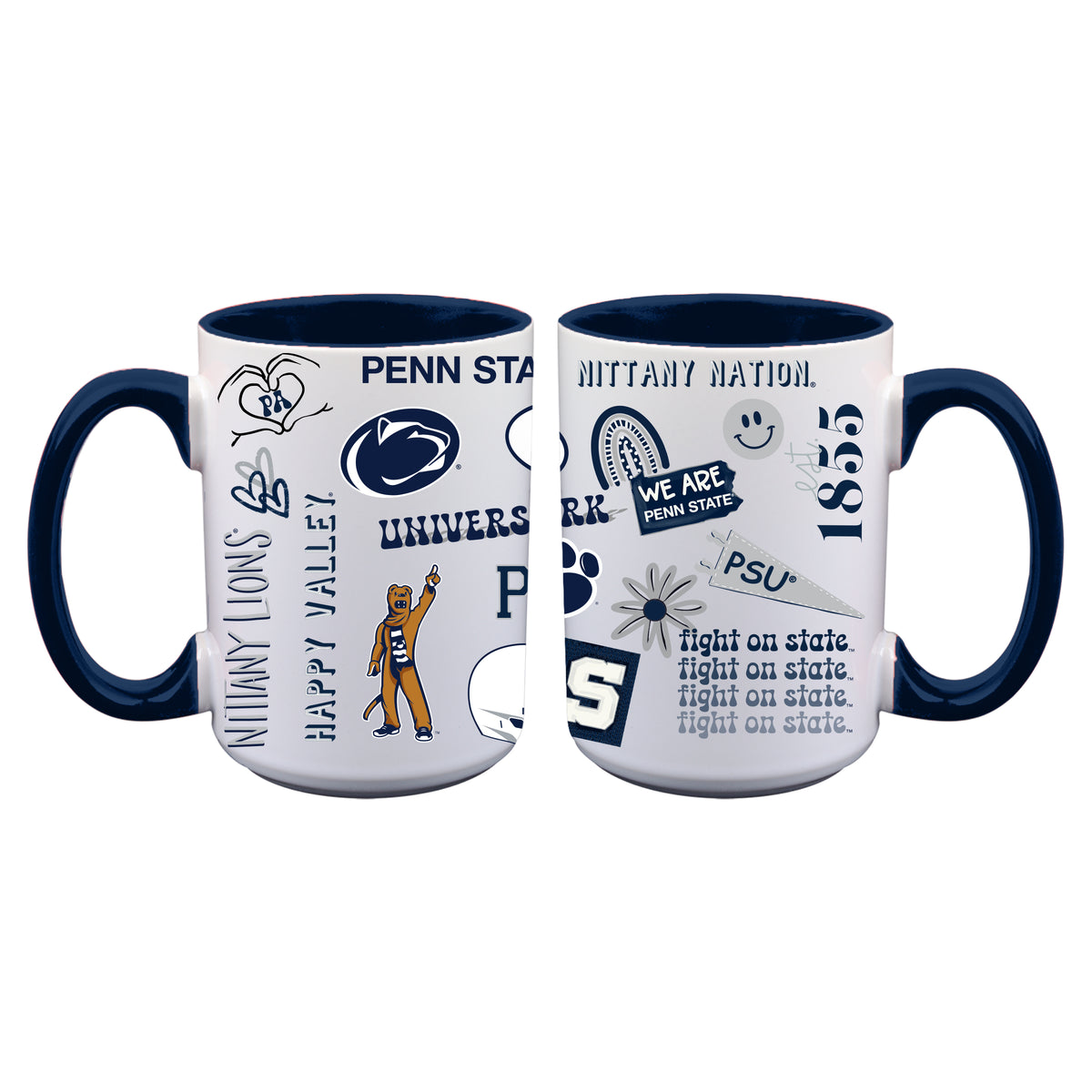 2pk 15oz White Mug Loco Design | Penn State