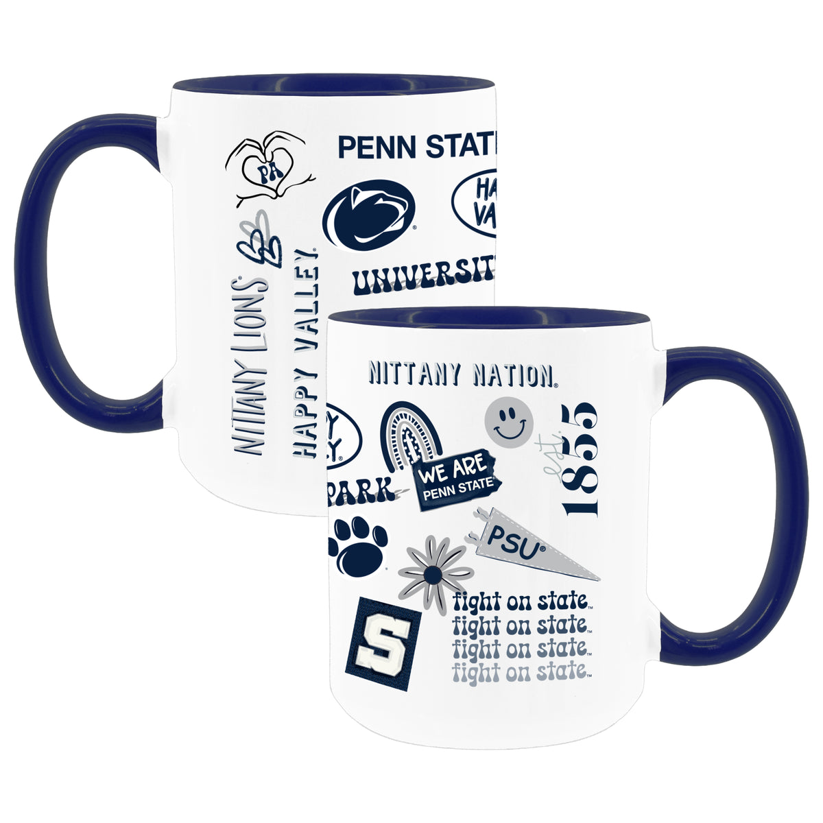 2pk 15oz White Mug Loco Design | Penn State