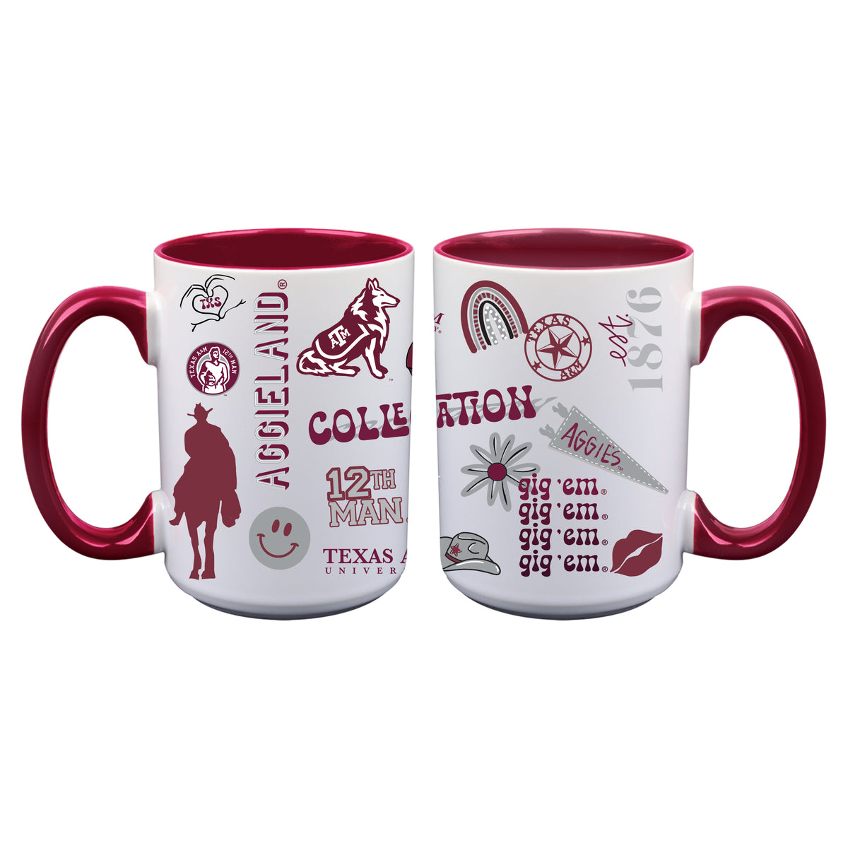 2pk 15oz White Mug Loco Design | Texas A&M