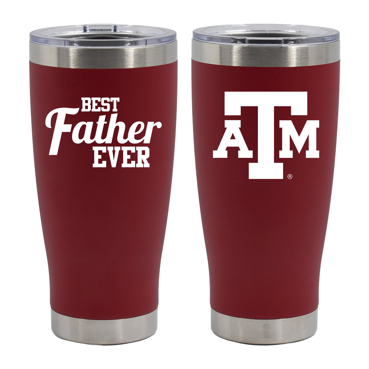 20oz Maroon Stainless Steel Tumbler, Direct Print, Best Dad Ever Design, Texas A&M University