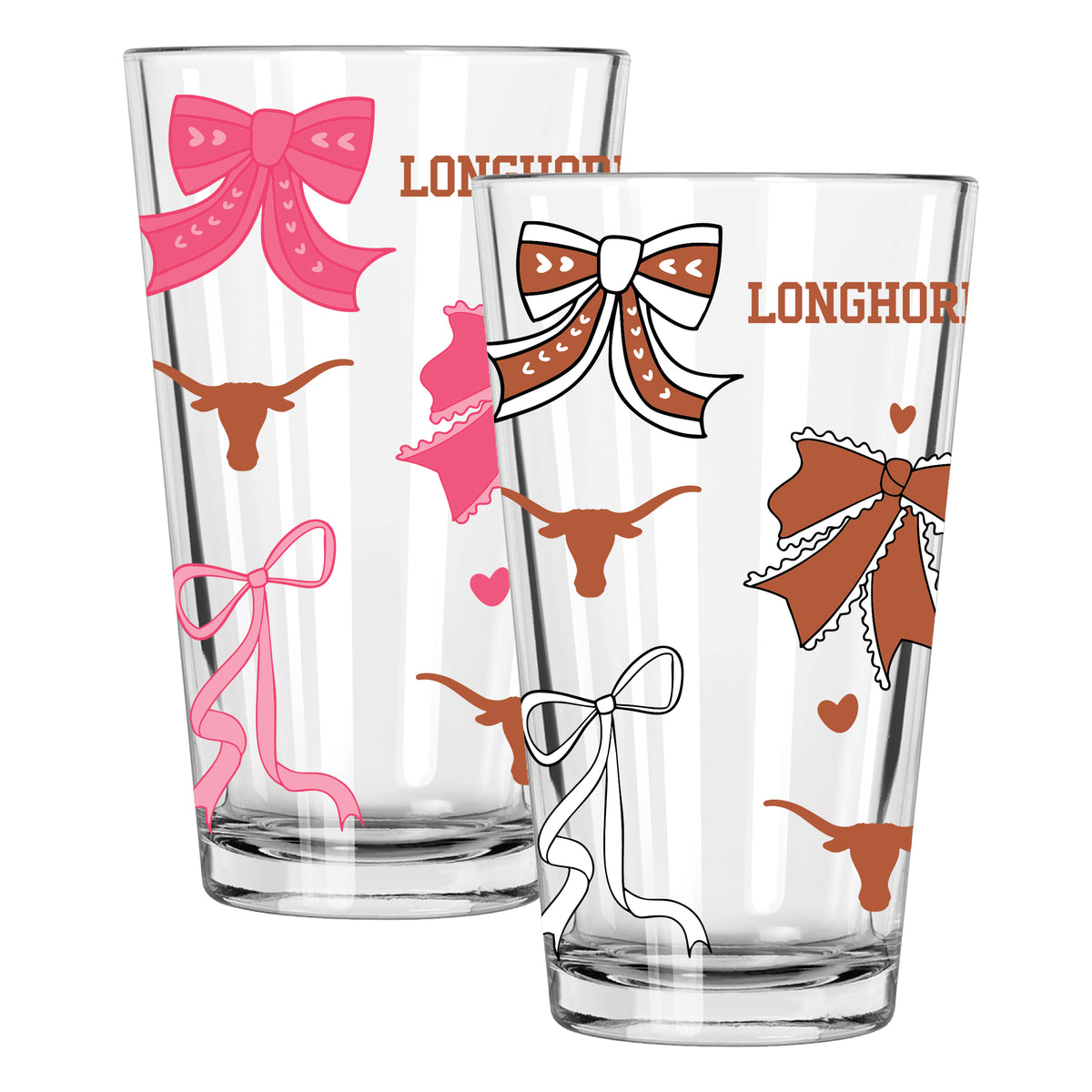  Texas 2pk 16oz Bow Pint Glass 