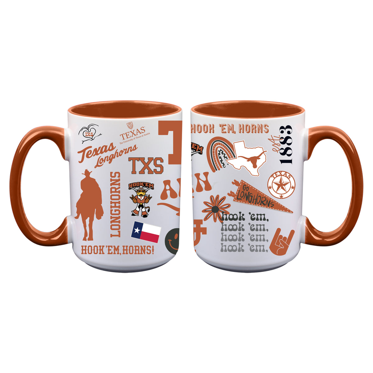 2pk 15oz White Mug Loco Design | Texas