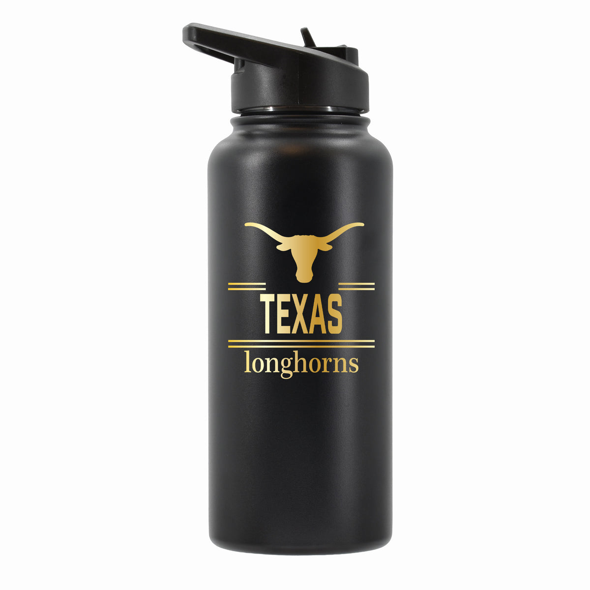 32 oz Stainless Steel Water Bottle with Gold Etched Classic Crew Team Design, University of Texas
