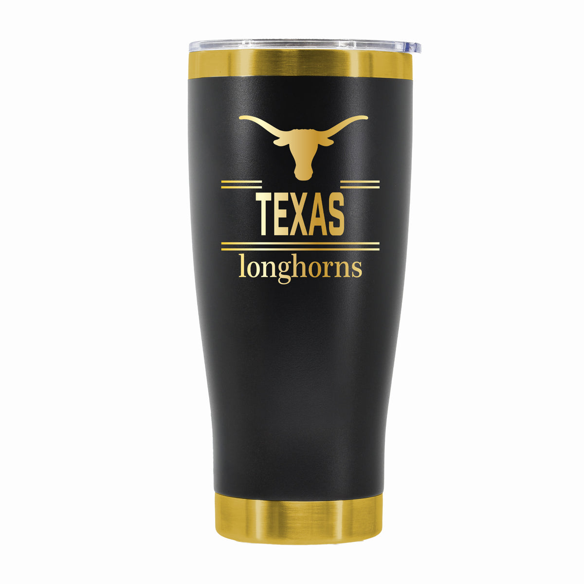 24 oz Stainless Steel Tumbler with Gold Accents & Etched Classic Crew Team Design, University of Texas