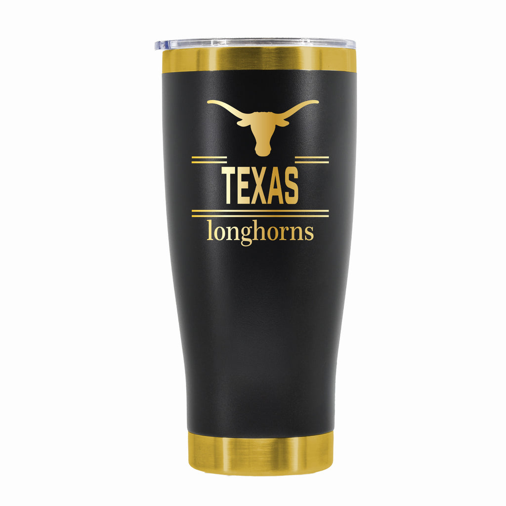 24 oz Stainless Steel Tumbler with Gold Accents & Etched Classic Crew Team Design, University of Texas