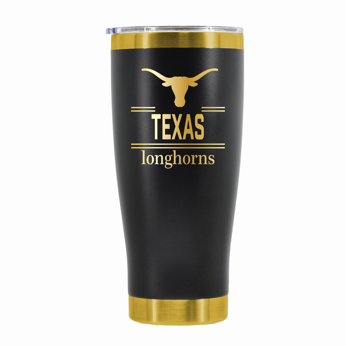 24 oz Stainless Steel Tumbler with Gold Accents & Etched Classic Crew Team Design, University of Texas